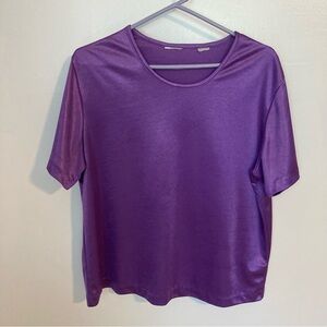 Purple Satin Tee Shirt Blouse